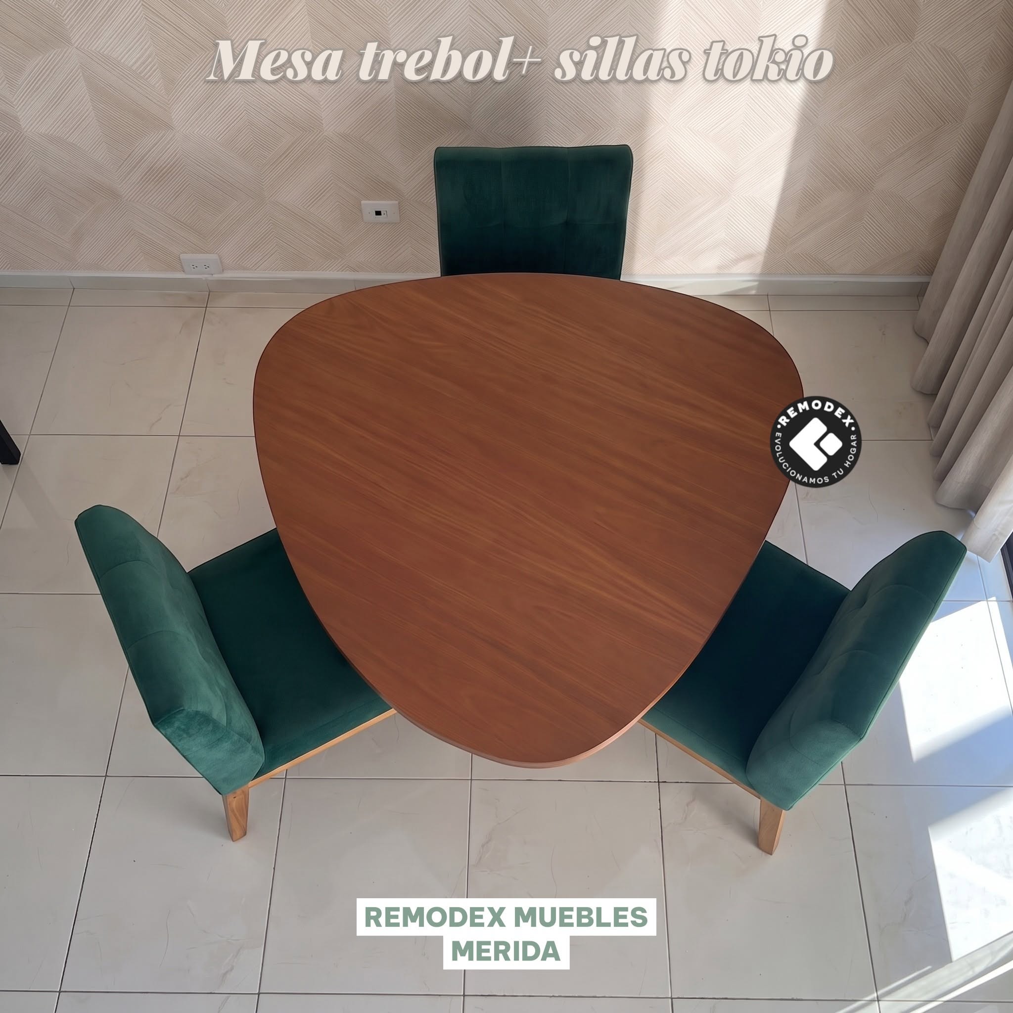 COMEDOR 3P MESA TREBOL + 3 SILLAS TOKIO