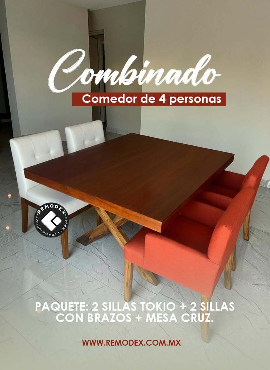 COMEDOR 4P CRUZ/TOKIO/SILLA CON BRAZOS