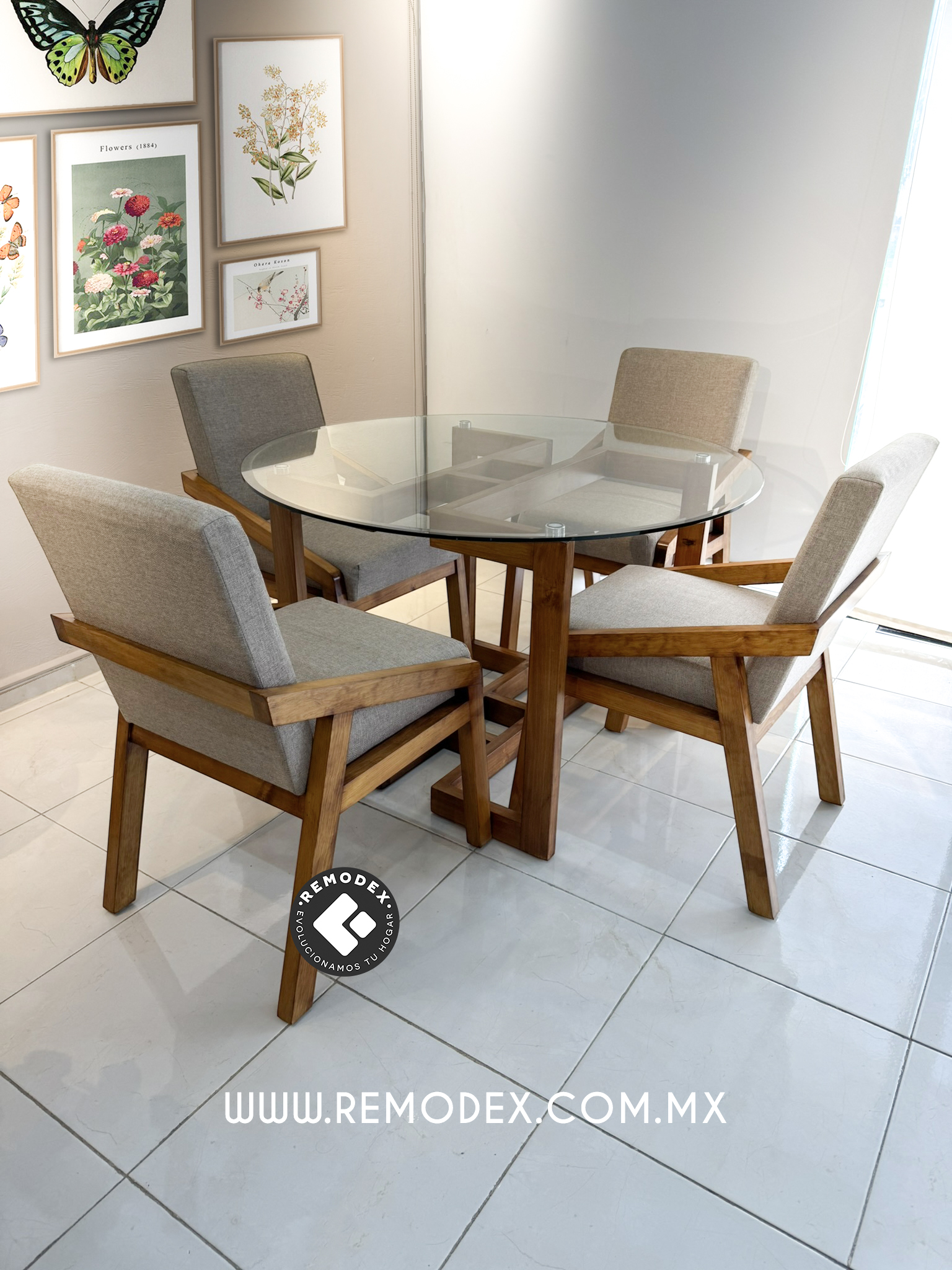 COMEDOR 4P MESA BARCELONA/SILLAS ALEJANDRA