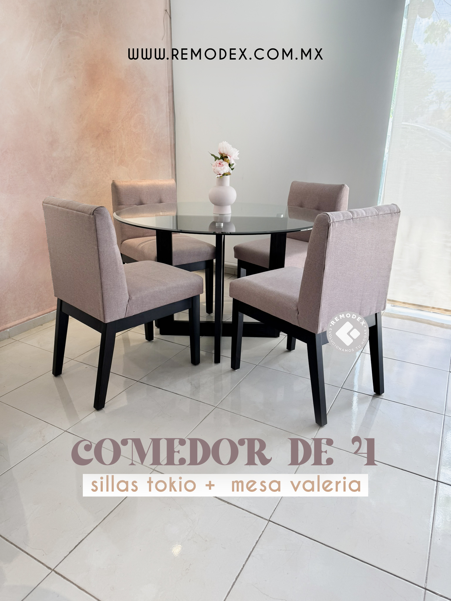 COMEDOR 4P SILLAS TOKIO/ MESA VALERIA