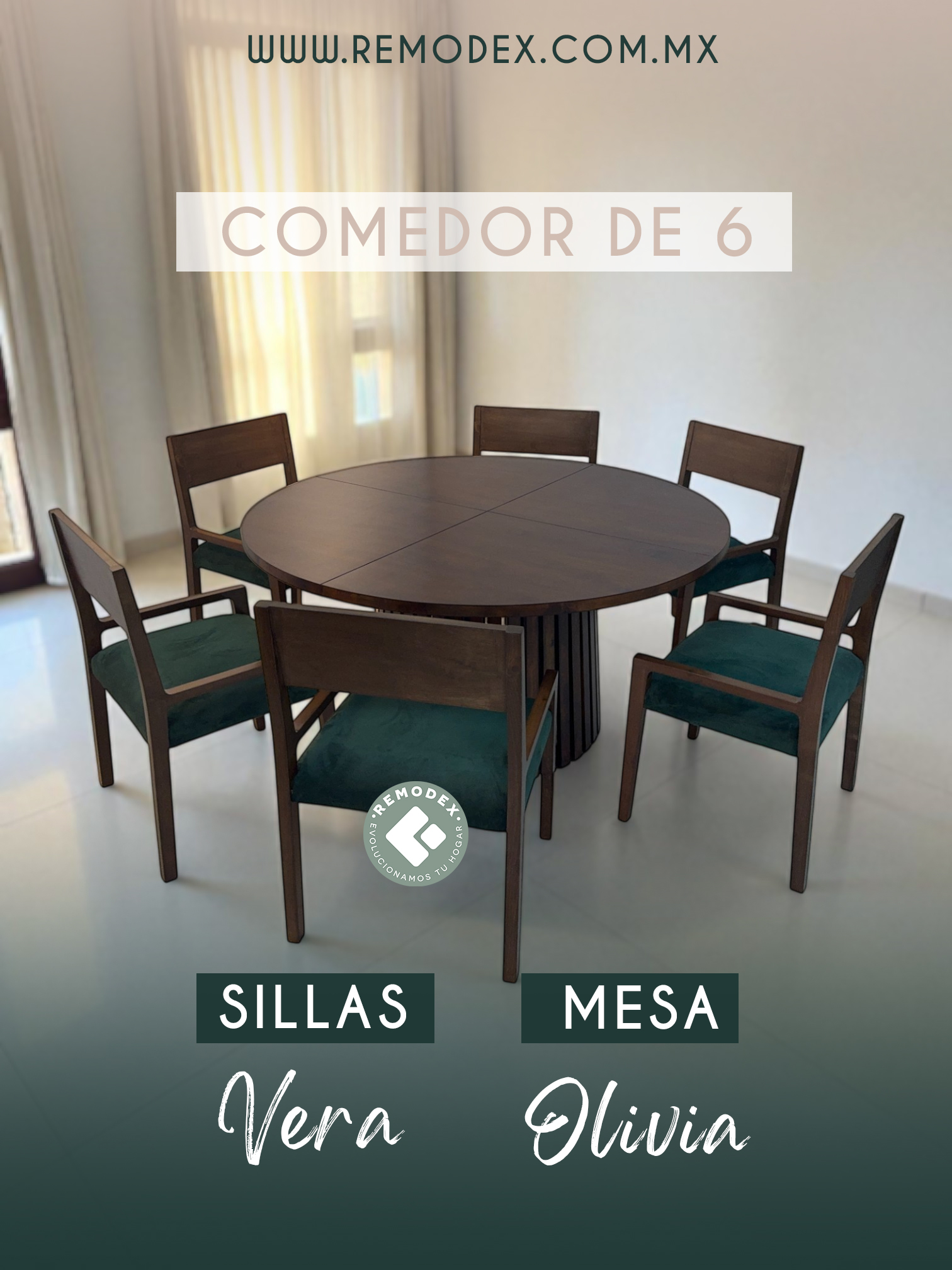 COMEDOR 6P CIRCULAR OLIVIA /VERA
