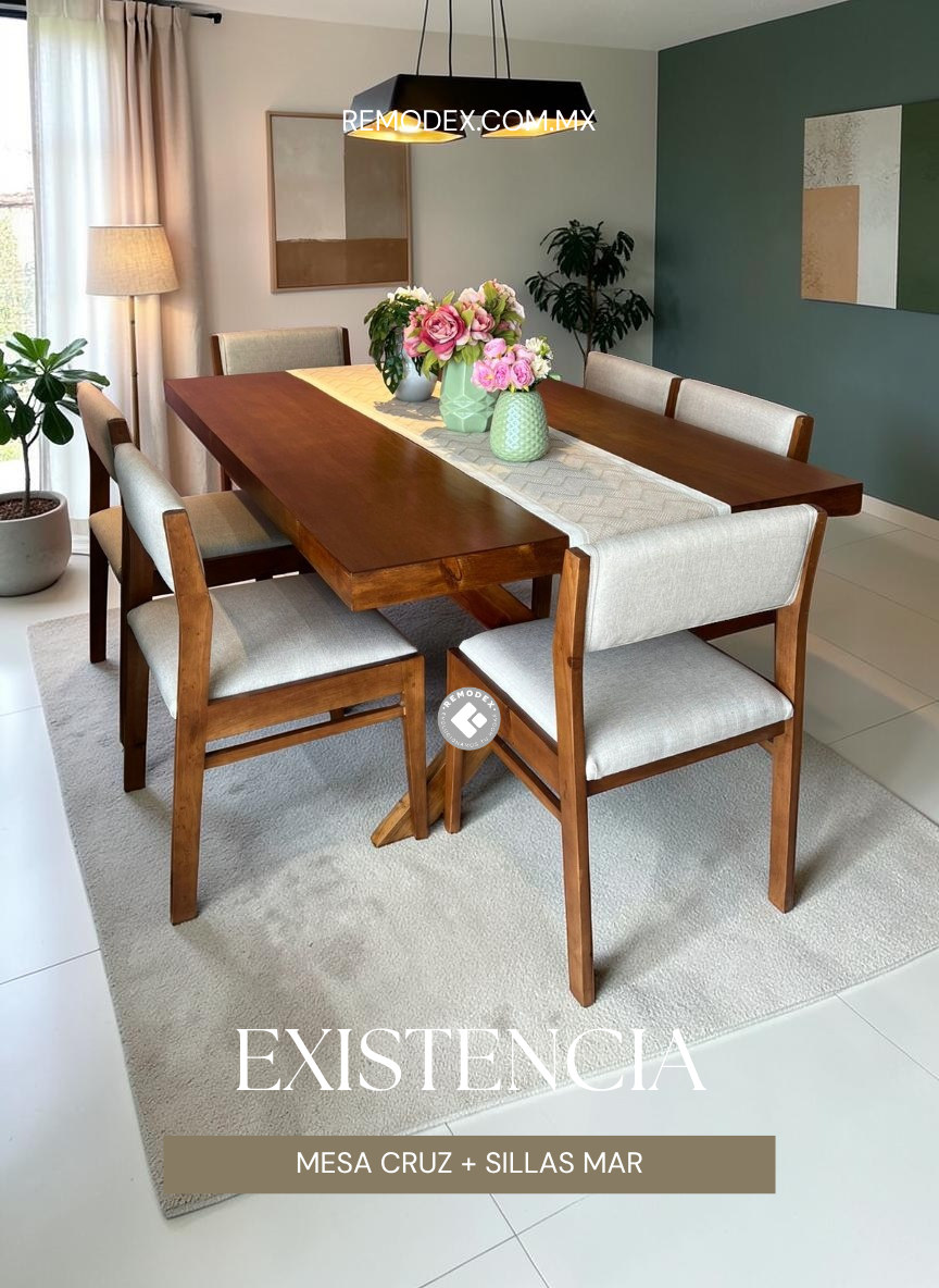 COMEDOR 6P CRUZ/MAR (ROBLE / PISSA BEIGE)