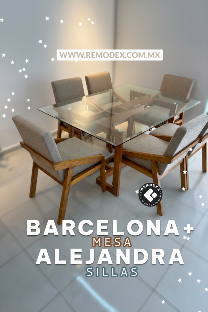 COMEDOR 6P MESA BARCELONA/SILLAS ALEJANDRA