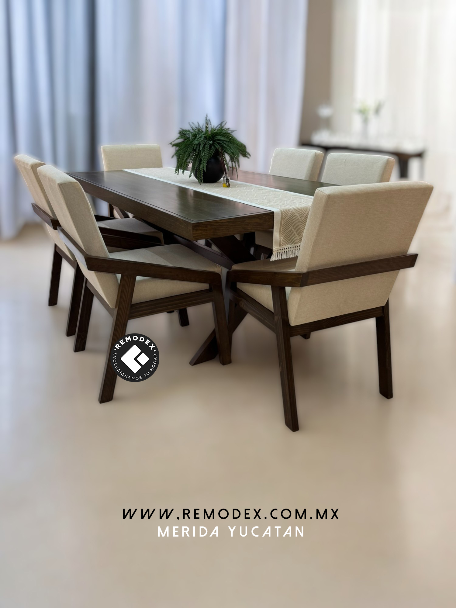 COMEDOR 6P MESA CRUZ/SILLAS ALEJANDRA