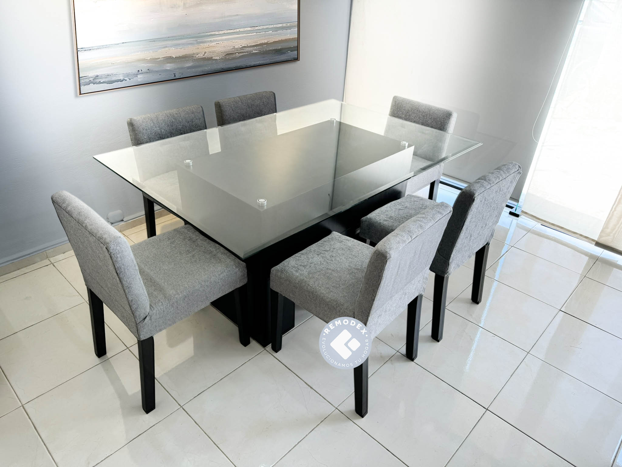 COMEDOR 6P MESA OLMO/SILLA MOD.1