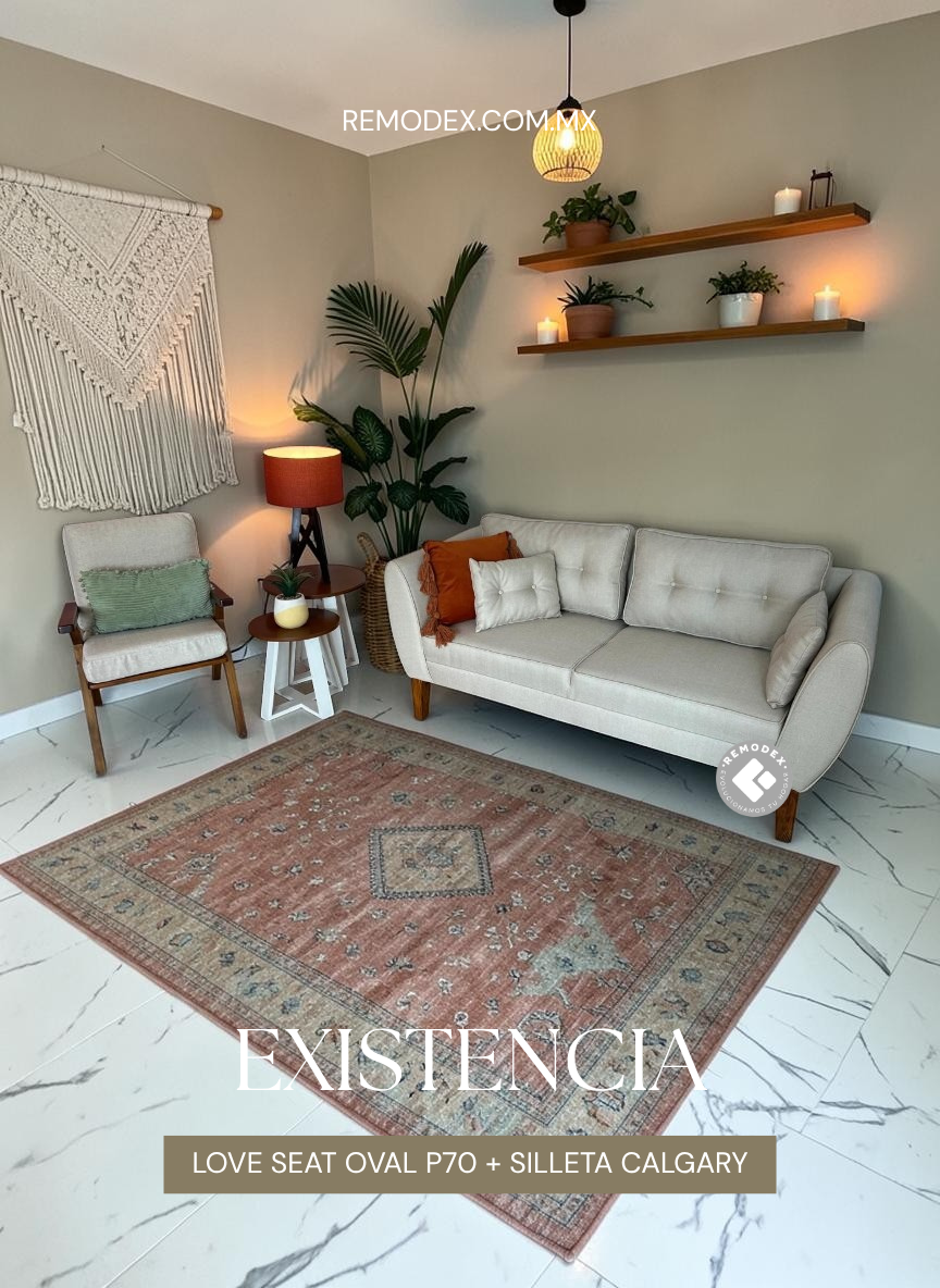 LOVE SEAT OVAL P70 (PISSA BEIGE) + SILLETA CALGARY (PISSA BEIGE)