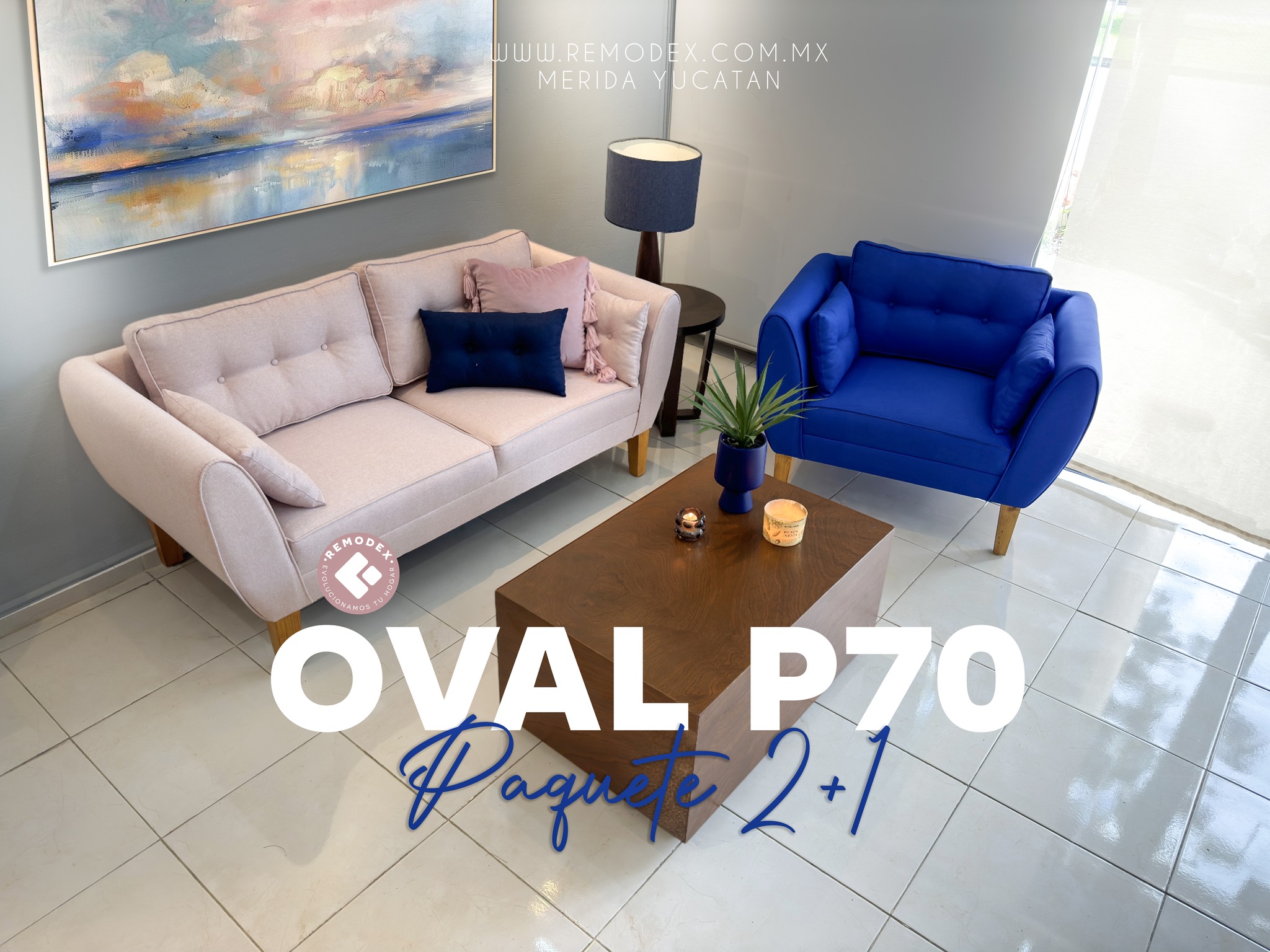 PAQUETE 1,2 OVAL P70 INDIVIDUAL+LOVE SEAT