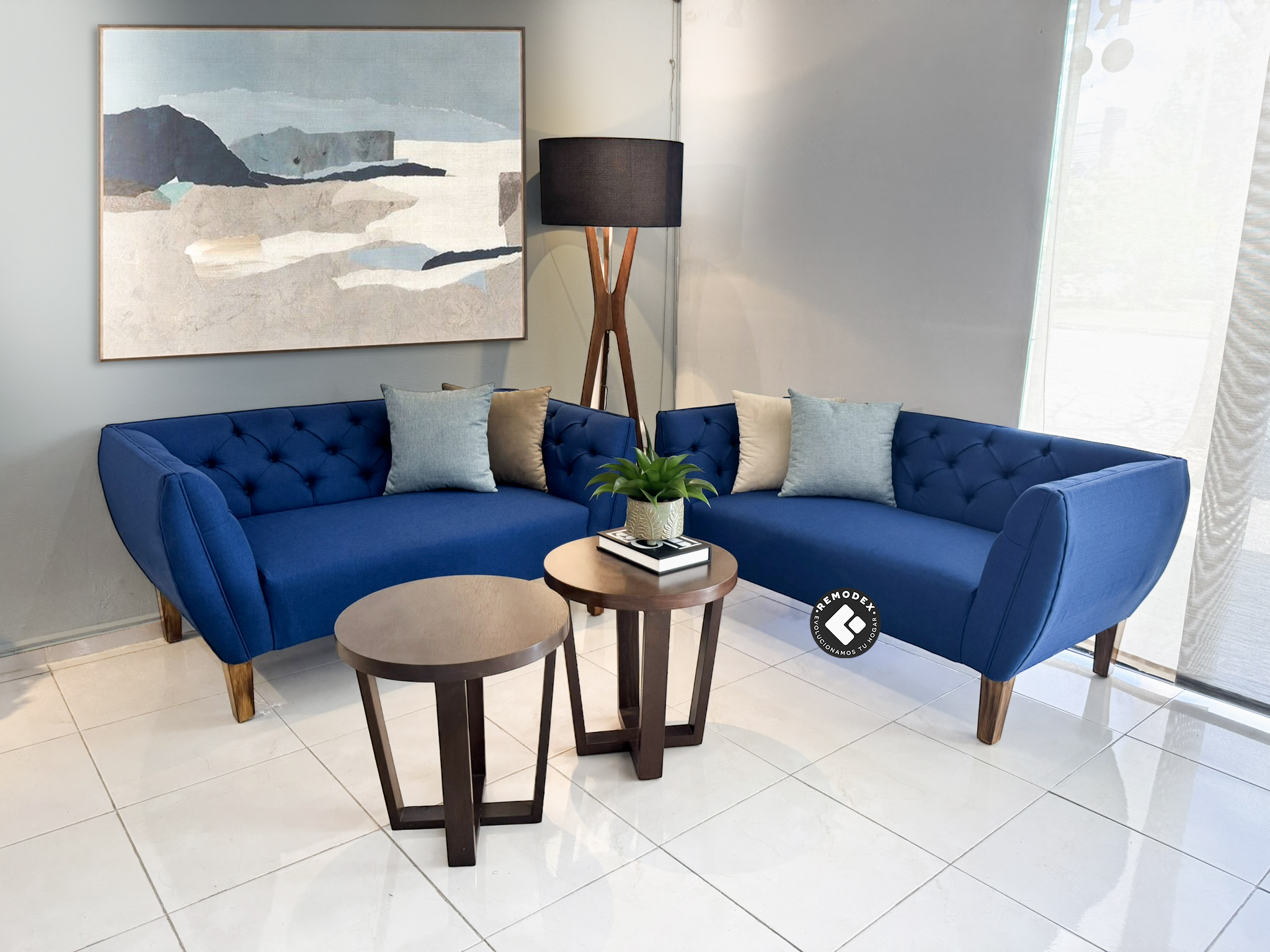 PAQUETE 2,2 LOVE SEAT OVAL CAPITONADO