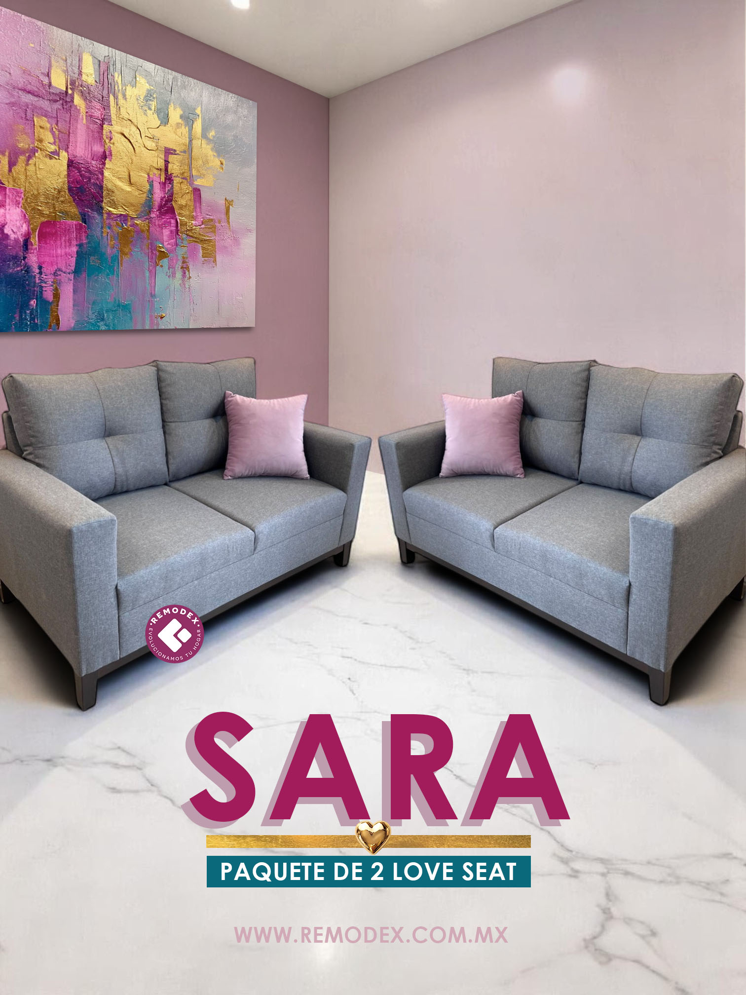 PAQUETE 2 LOVE SEAT SARA