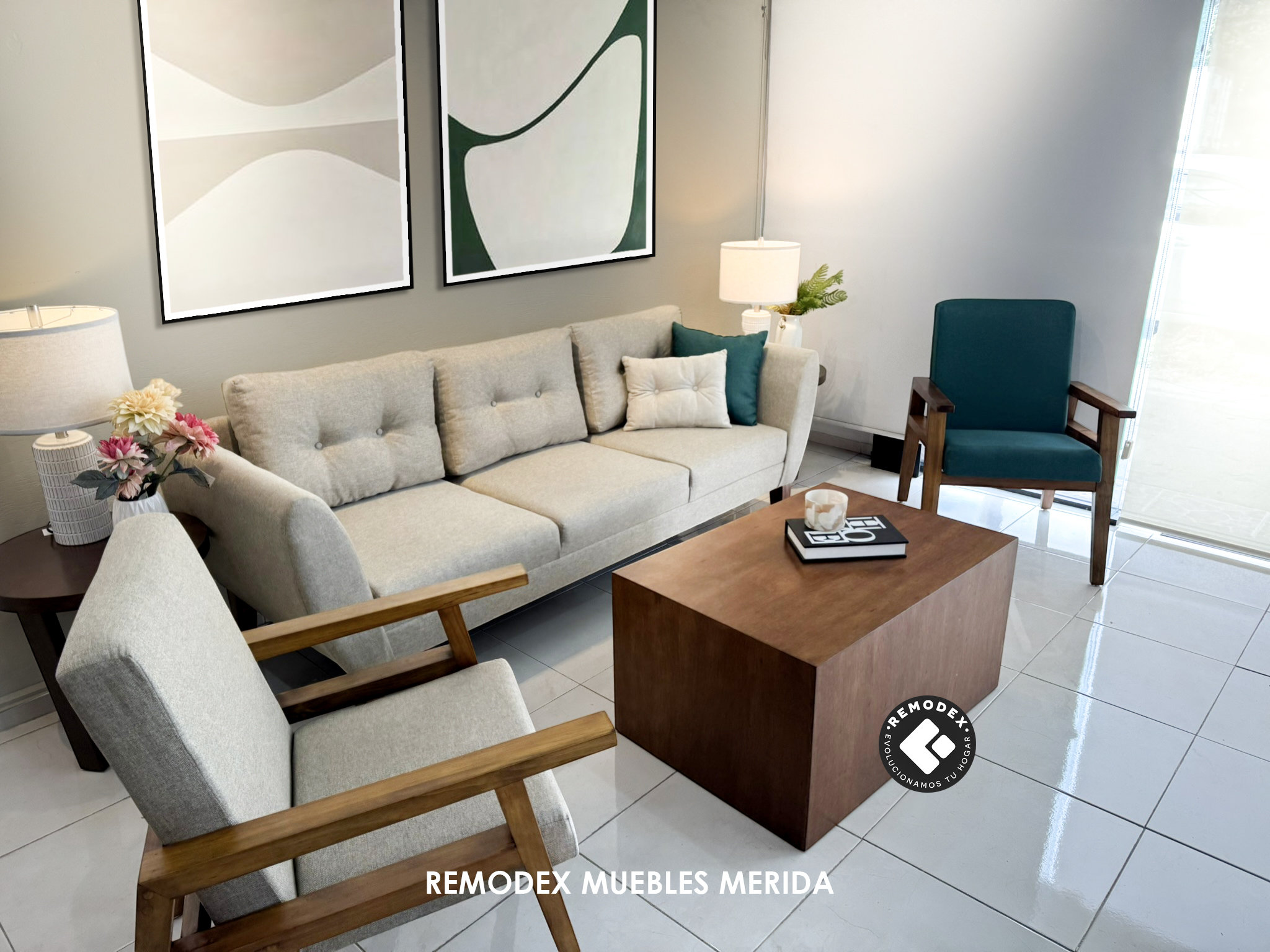 PAQUETE 2 SILLETAS NATURA + SOFÁ OVAL REGULAR