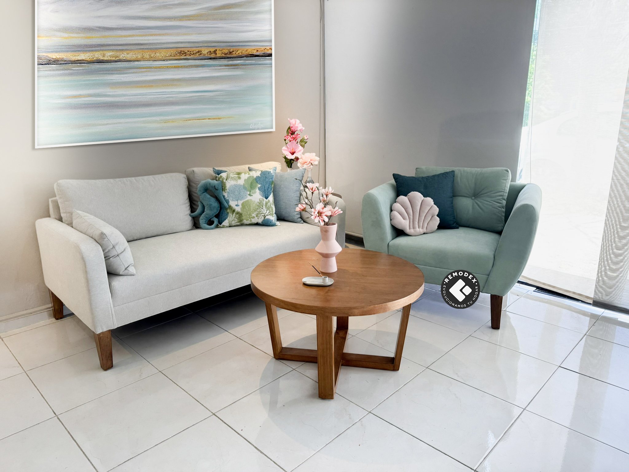 PAQUETE LOVE SEAT LUCÍA + INDIVIDUAL OVAL