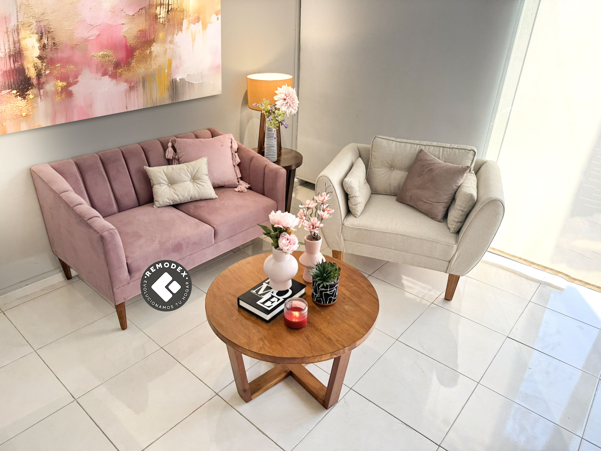 PAQUETE LOVE SEAT MAR + INDIVIDUAL OVAL P70 (2,1,) LISSE ROSE GOLD/PISSA BEIGE