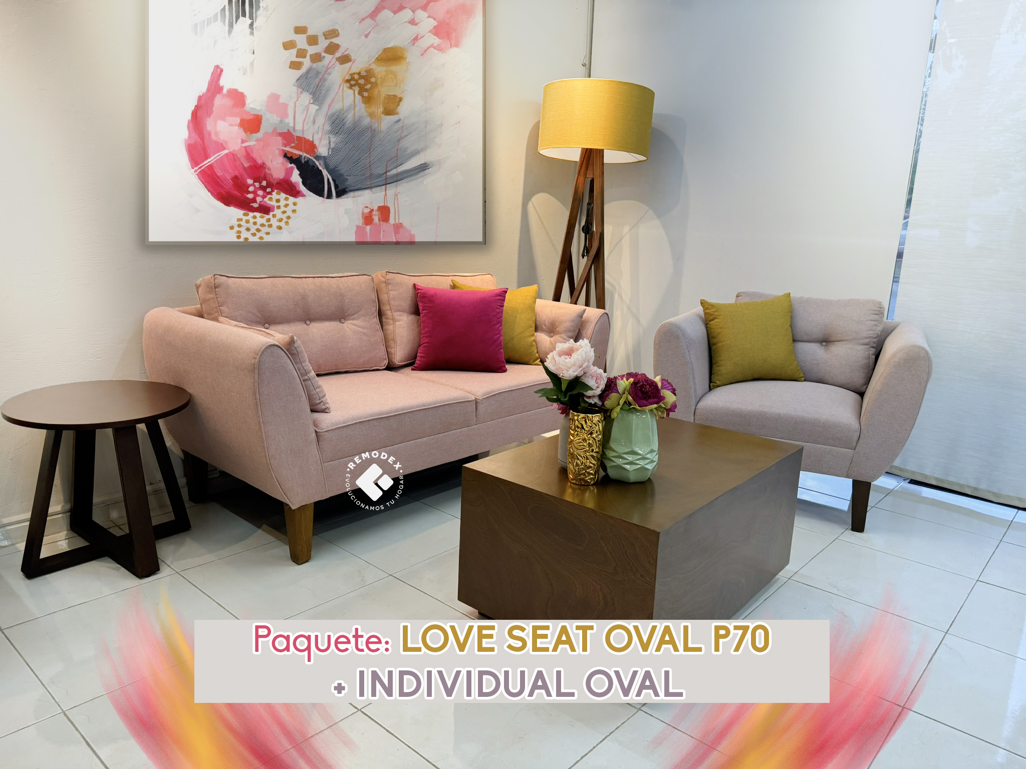 PAQUETE LOVE SEAT OVAL P70 + INDIVIDUAL OVAL