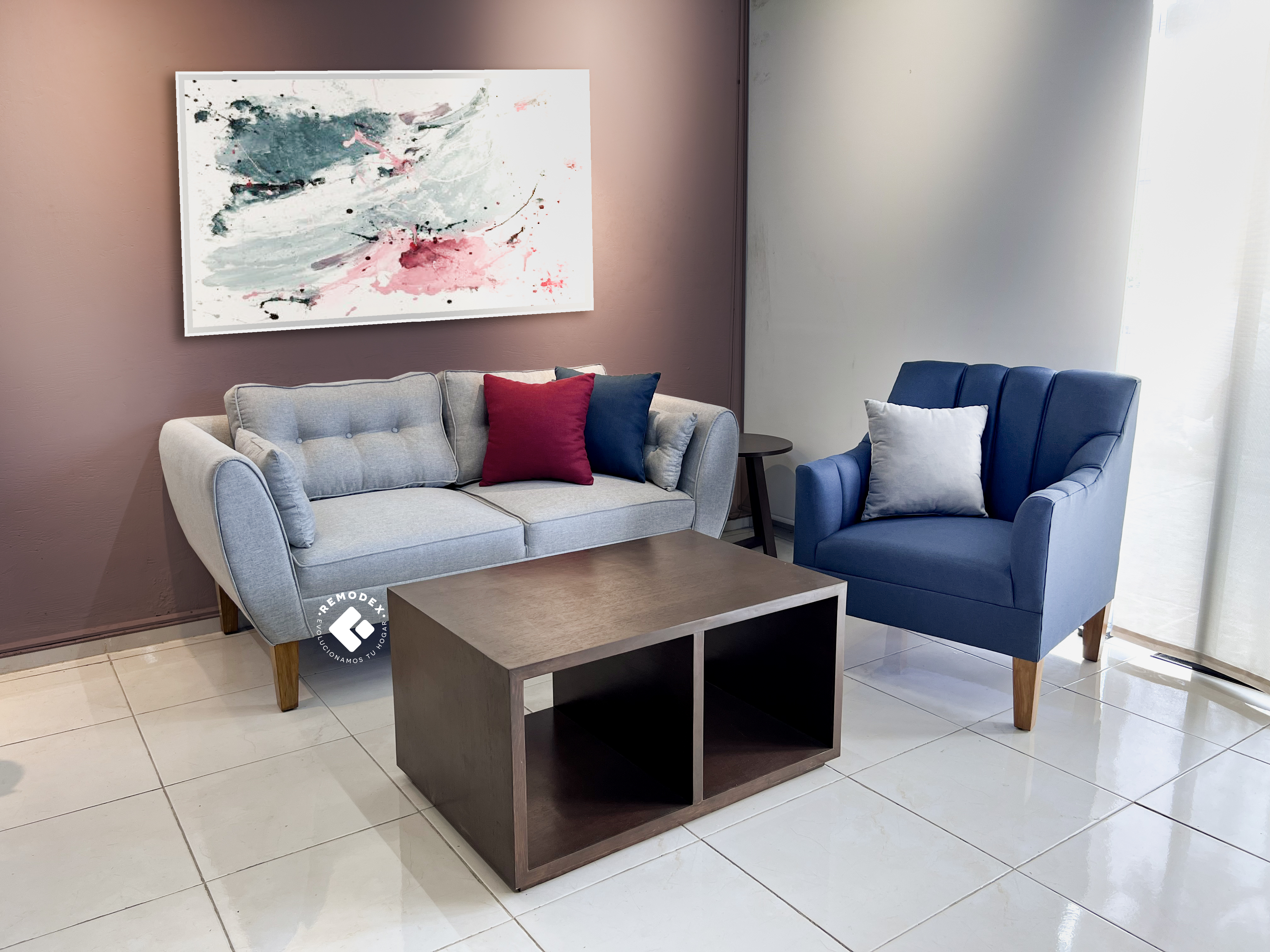 PAQUETE LOVE SEAT OVAL P70/SILLETA MAR (PISSA GREY/MALTA MARINO)