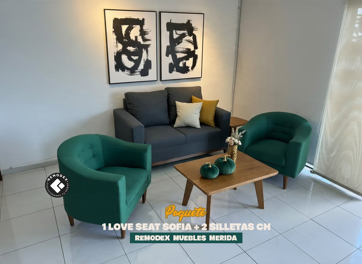 PAQUETE LOVE SEAT SOFÍA Y 2 SILLETAS CH