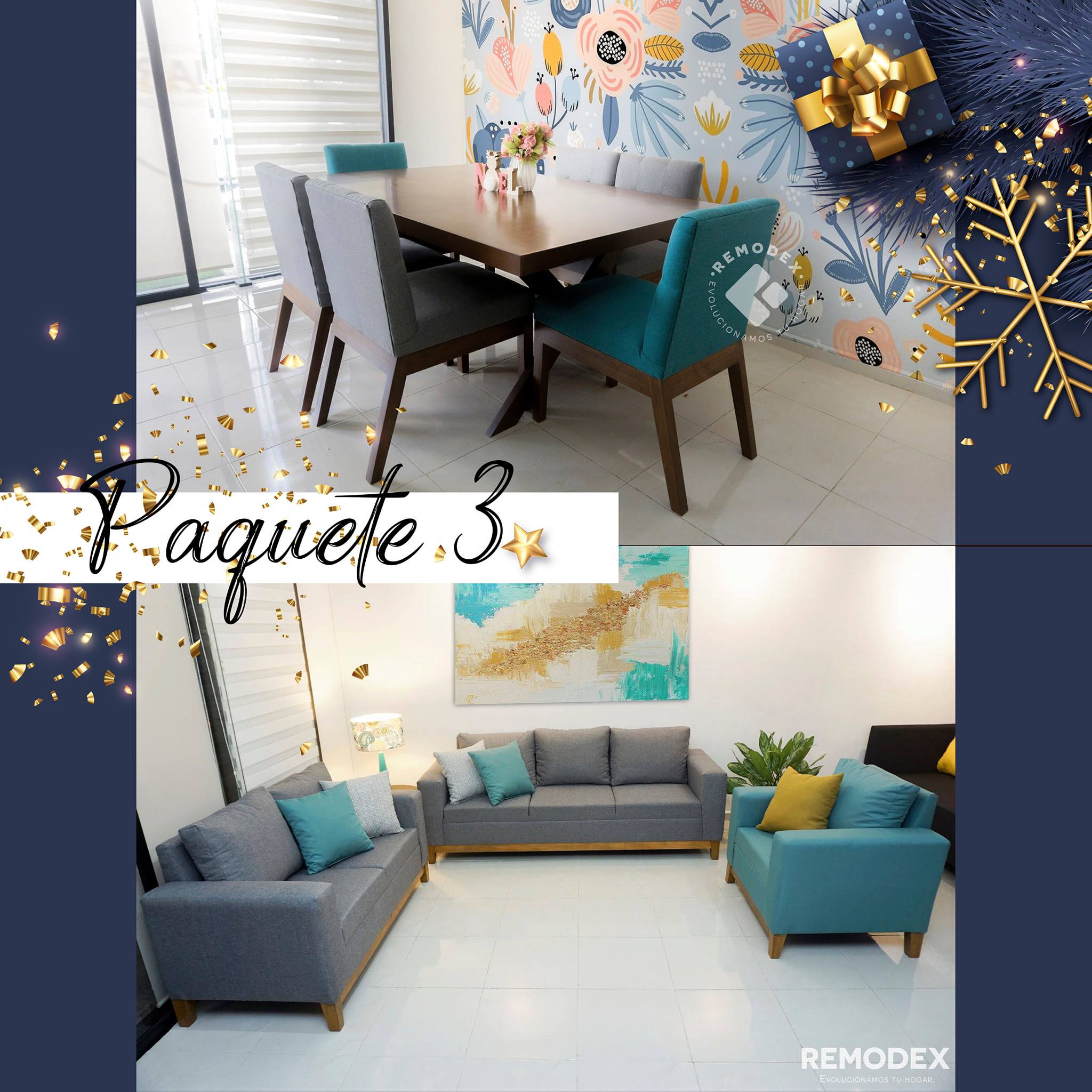 PAQUETE SALA + COMEDOR - 3,2,1 SOFÁ / COMEDOR 6P TOKIO + CRUZ
