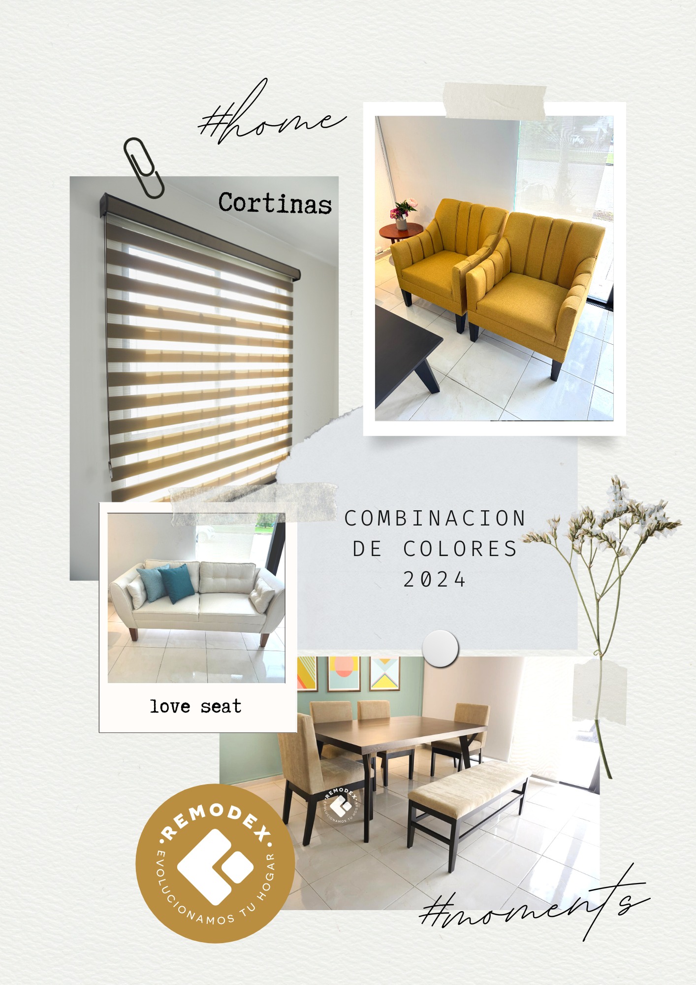 PAQUETE SALA + COMEDOR - LOVE SEAT OVAL P70 + 2 SILLETAS MAR / COMEDOR 6P ROMA + MOD.3 + BANCA LISA
