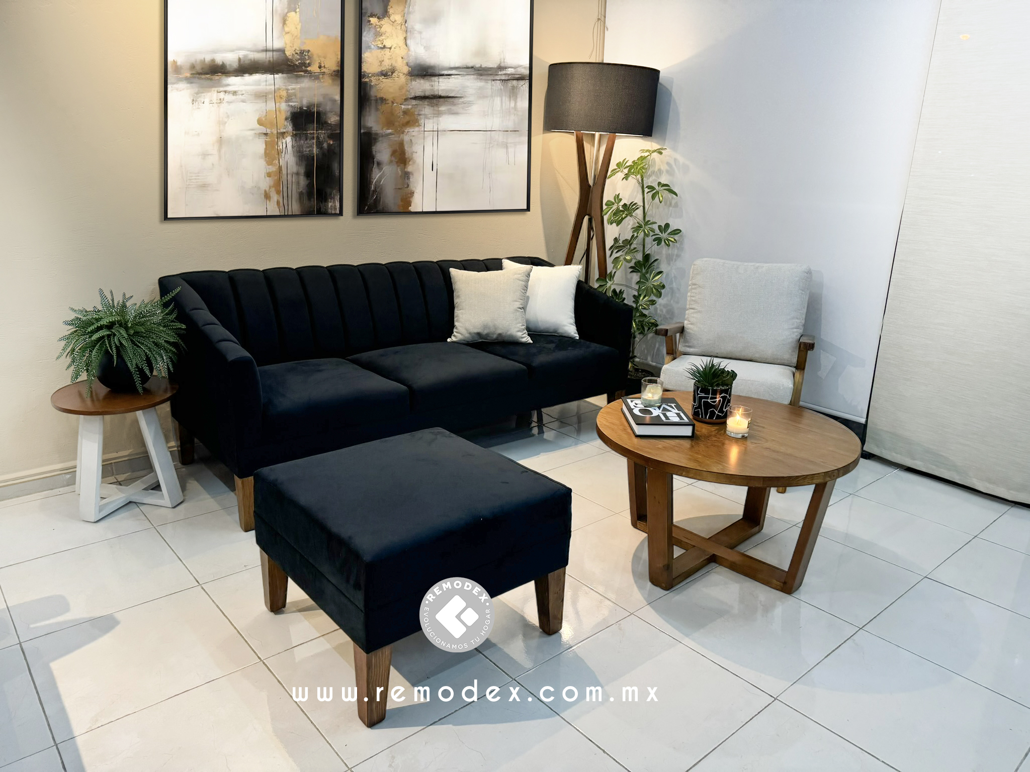 PAQUETE SOFÁ MAR/CALGARY/TABURETE