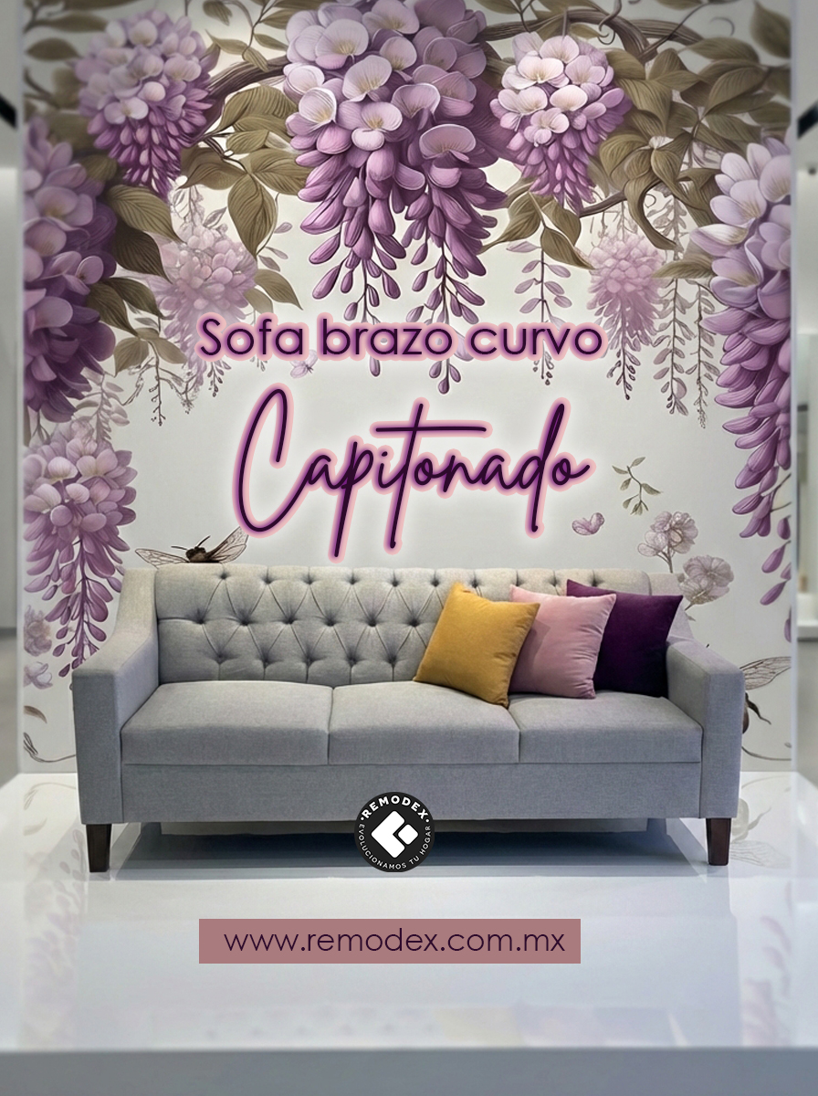 SOFÁ BRAZO CURVO CAPITONADO