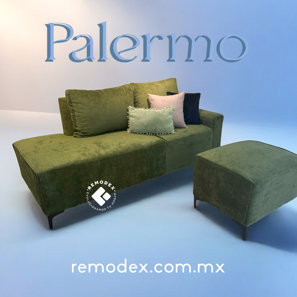 SOFÁ L PALERMO (TERCIOPELO OLIVO)